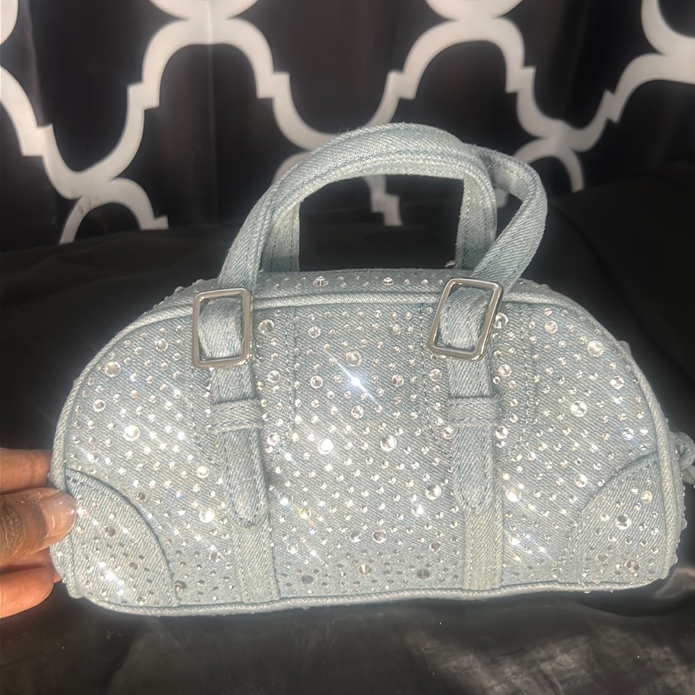 Zara rhinestone denim mini bag